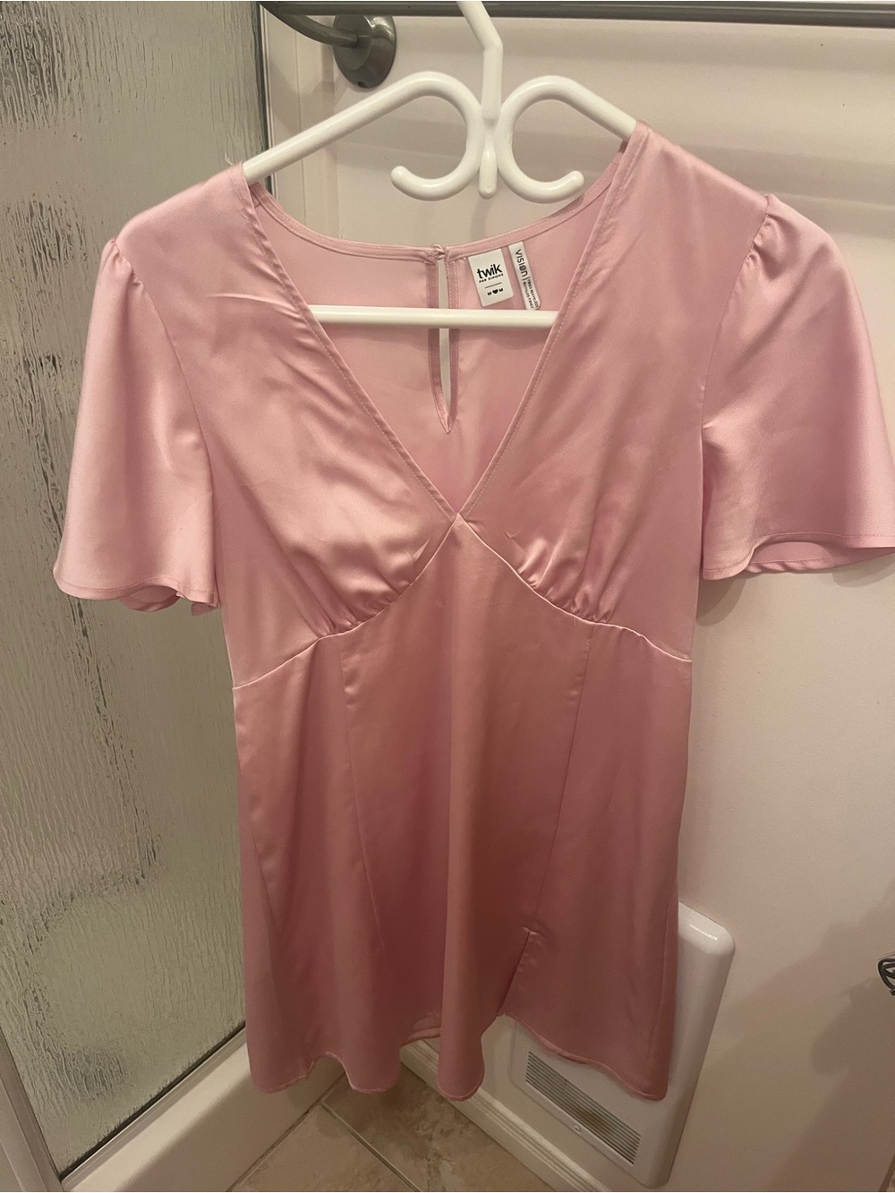 twik Blush Pink Satin V-Neck Chemise